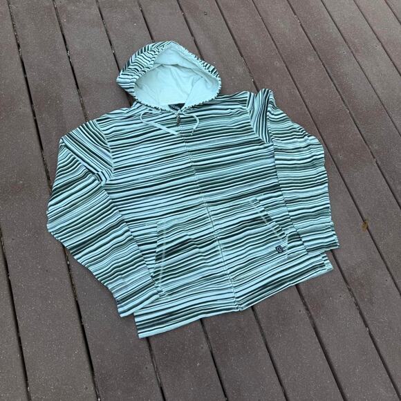 Vintage VTG Y2K Skater Volcom Stripe Zip Up Hoodie Sweatshirt - Picture 6 of 8